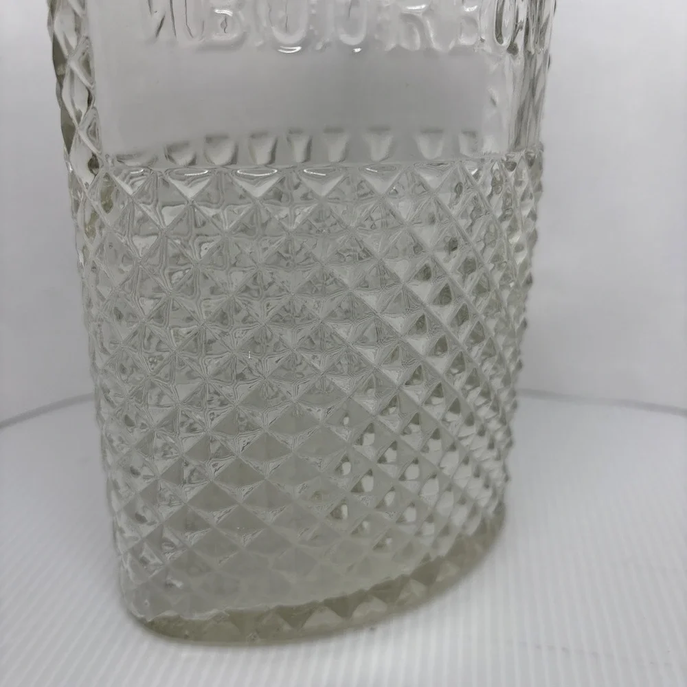 Vintage Anchor Hocking Bourbon Decanter Glass Diamond Cut 1969 Barware Accessory